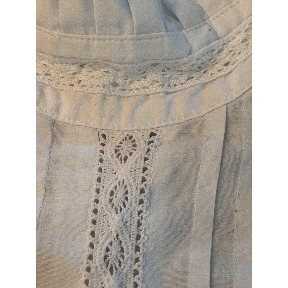 Vintage Orvis Victorian Ruffle Pin-Tuck Lace Blouse S M High Collar, White - Picture 3 of 11